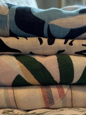 Four Pair of Linen/Linen Blend Wide Leg Printed Pants